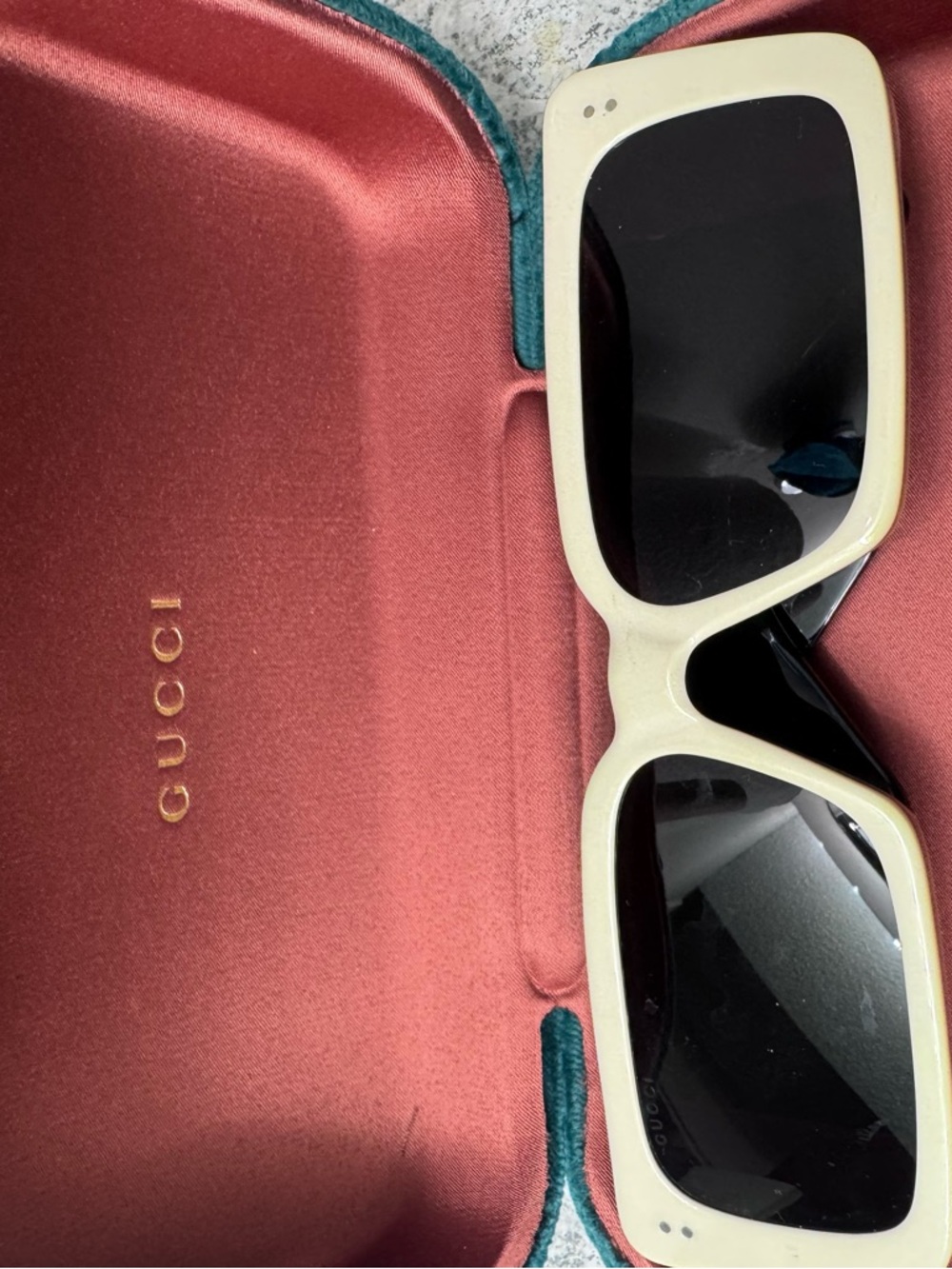 Gucci Oversized Black and Cream Rectangular Sunglasses
